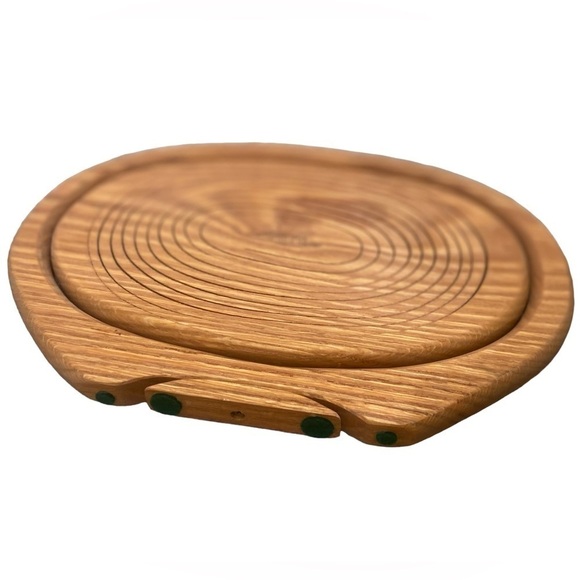 Wooden Ways oval oak wood Folding Basket handcrafted in the USA felt bottoms - Picture 7 of 12